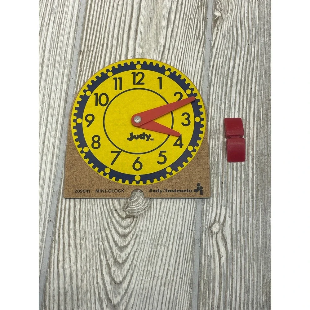 Judy Instructo Mini Clock 209041 Educational Teaching Toy Yellow Blue Red Hand